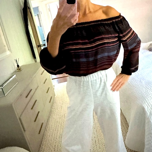 Off the shoulder silk striped top - Picture 5 of 10